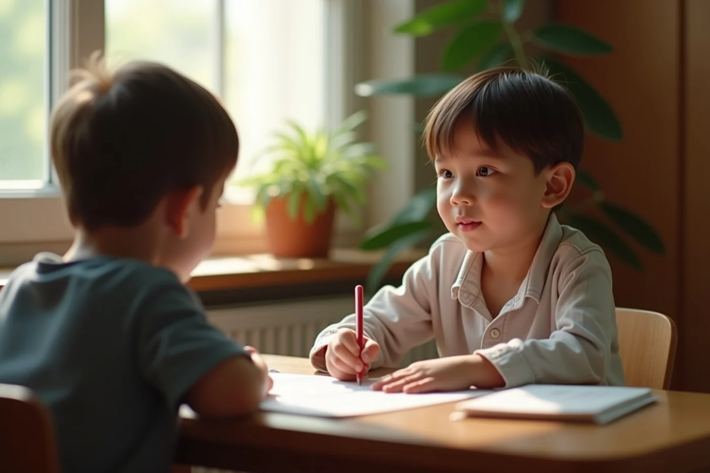 Once a first meeting is planned, children need a simple explanation - supporting editorial photograph